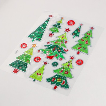 Plastic sticker "Green Christmas trees" 24x33 cm-1