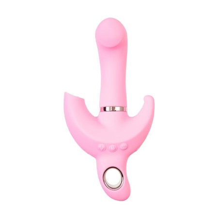 Turning vibrator with a clitoral stimulant Jos Twistme, 19.5 cm, silicone, pink color-6