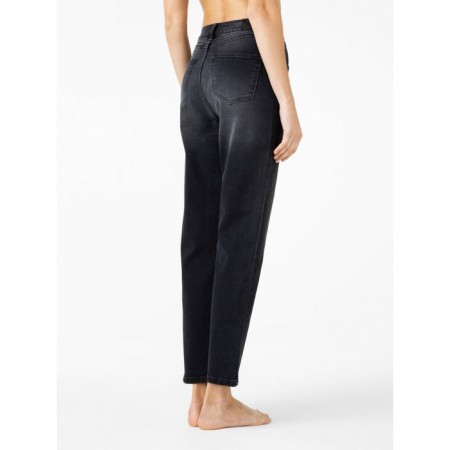 Women's jeans with a high landing CONTE Elegant Mom Fit, size M, color Washed Black-8