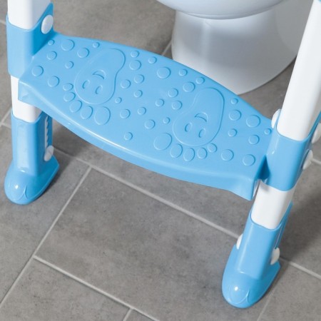 Children's lining - a seat on the toilet with a step “panda”, with handles, blue color-3
