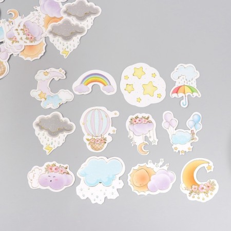 Stickers for creativity "weather phenomena" embossing silver set 48 pcs 9x7x0.8 cm-1