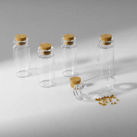 A set of jars for storing beads, d = 2.1 × 5 cm, 5 pcs, in a container, 12.8 × 6.5 × 2.5 cm-1