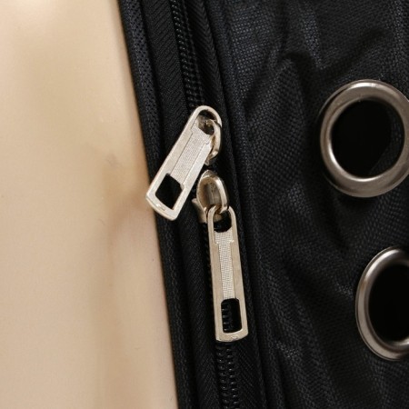 A backpack for carrying with a window for a review and a reflective strip, 32x26x44 cm, golden-6