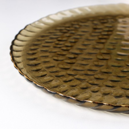 Glass Serving Crinkle, D = 26.5 cm, brown color-1
