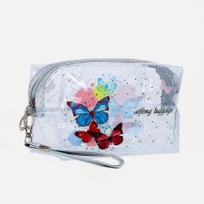 Cosmetic bag with lightning, silver color