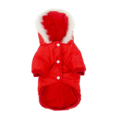 Jacket with hood and fur, size XS (Osh 22, OG 32, DS 20 cm), red-4