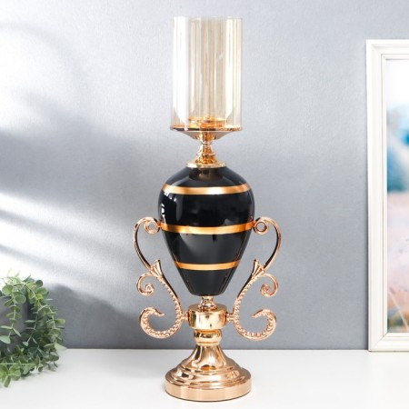 Summary metal, glass for 1 candle "Mirage" gold with black 55x14x23 cm-1