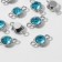 Connector "Circle" 2.4 × 1.5 × 0.7 cm, (set 10 pcs.), Blue color in silver