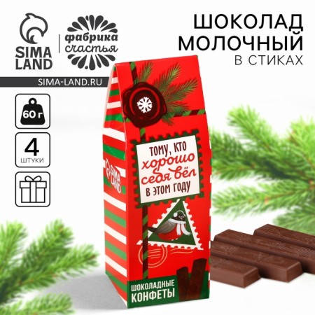 Dairy chocolate in the sticks “The one who behaved well this year” in the house-house, 60 g.