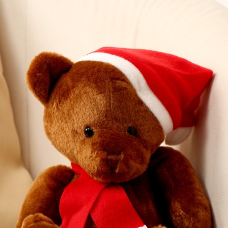 Soft toy "Bear", in the New Year's cap, 20 cm, brown color-2