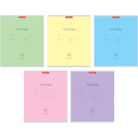 Notebook 24 sheets in the Erichkrause "Classic", cover coated cardboard, offset block, mix (1 species in the adhesion)
