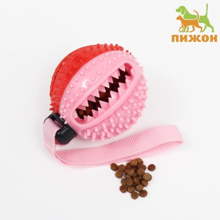 The ball under the treats is relief on the rope, TPR, 8 cm, red-pink-1