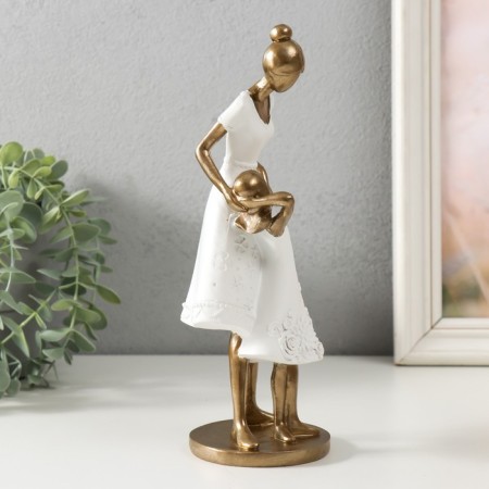 Polystone souvenir "Mom with her daughter, in white dresses with flowers" 9x8.5x23.5 cm-1