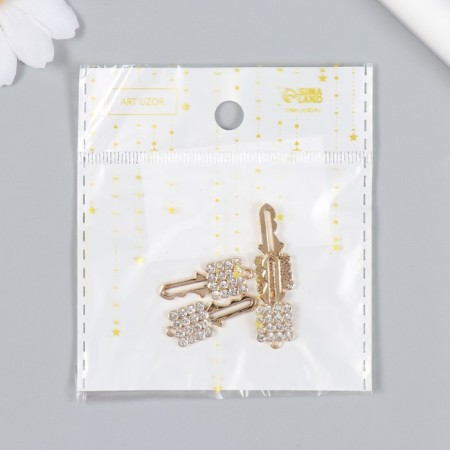 Decor for creativity metal, rhinestones "Key" gold 2.5x0.9 cm-4