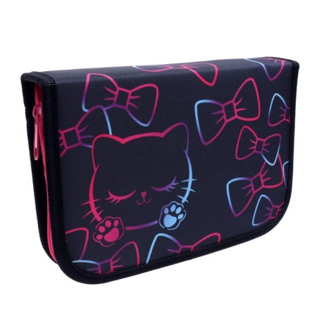 Penal 3 sections, tab inside, 140 x 210 x 40 mm, fabric, calligrata top block "kitty"-2