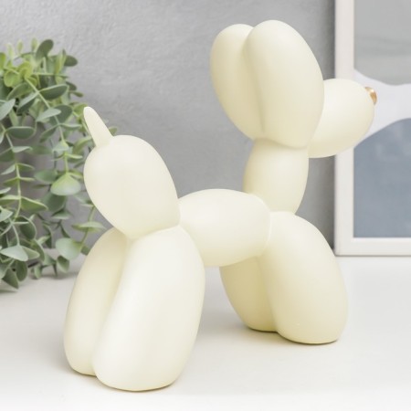 Souvenir Polystone "Air Ball - Dog with Golden Nosom" Cream 7.5x20.5x17.5 cm-2
