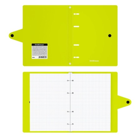 A notebook on the rings A5, 80 sheets in the Erichkrause "Neon", a plastic cover on the button, an offset unit, whiteness is 100%, mix-7
