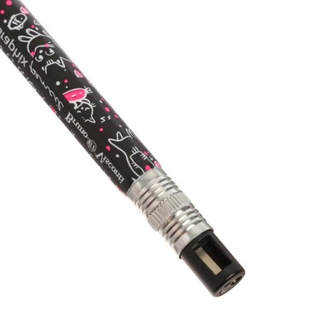Pencil Mechanical Zangs 2.0 mm Fungraphix "Black kittens", NV, hexagonal, plastic case, with a grinder-2