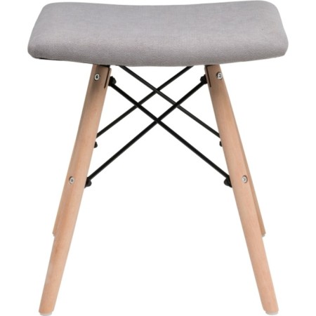 Stool Ben array of beech/metal/fabric, natural/gray 40x40x44 cm-1