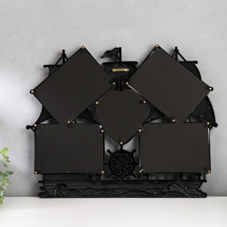 Photo frame plastic in 5 photos 10x15, 12x12 cm "ship" Dark silver 38x48 cm-2