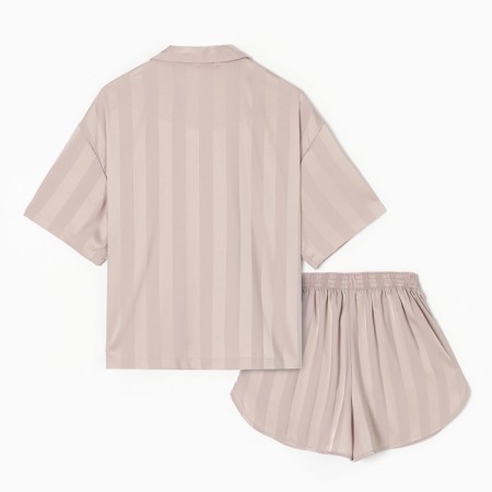 Female pajamas (shirt and shorts) KAFTAN SILK "strip" R.48-50, beige-9