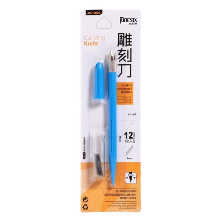Chancellery knife, blade 4 mm, (scalpel shape) Plastic/metal housing, 12 interchangeable blades, Mix case-13