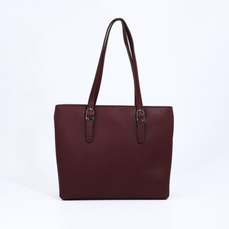 L-Craft tout bag with lightning, external pocket, burgundy color