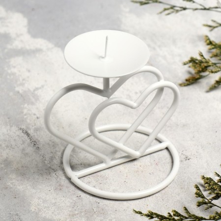 Valentine 3 candlestick for 1 candle, 10x10.7 cm, white-1