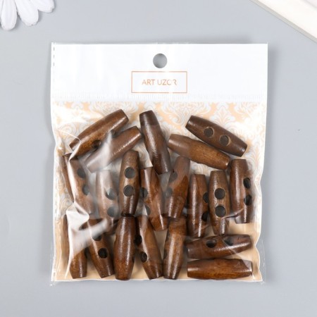 Buttons wood for creativity 2 punctures "cylinder" set 20 pcs 4x1.1x1.1 cm-3