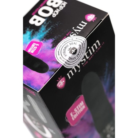 Vibrator Mystim Hop Hop Bob with electrical stimulation, 16.5 cm, silicone, black color-4