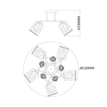 Ceiling light ESCADA, 1118/5PL. 5x40W, e27, 530x530x230 mm, color gold-4