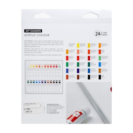 Acrylic paints 12 ml, in a metal tube, in a cardboard box, 24 colors-2