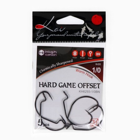 Offset hooks KOI Hard Game Offseet, BN color, No. 1/0, 5 pcs.
