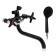 Bath mixer Zein Z2494, pouring 20 cm, crane-boux 1/2, with shower set, black/chrome