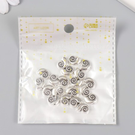 Bead for creativity metal "shell" silver 0.8x1 cm-3