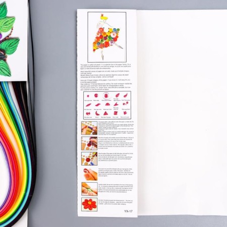 Quilling set (PVA glue, tool, ruler, 120 strips 54x0.5 cm) mix 30x21 cm-5
