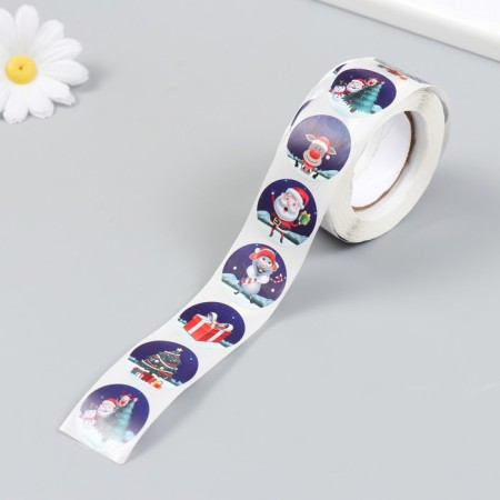 Stick Paper "New Year in the snow forest" d = 2.5 cm 500 pcs in a roll 3x6.5x6.5 cm-4