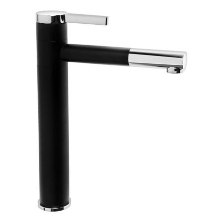 Zein ZF-013 sink mixer, high, Ceramics cartridge 35 mm, brass, black/chrome