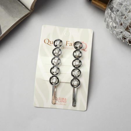 Invisible hair "Jannet" (set 2 pcs) circle, 6.5 cm, silver-2