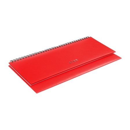 Dated planing 2025, 294 x 142mm 64 sheets, Attomex Orion, solid cover, boumvinyl with foam, foil embossing, block 70, red-1