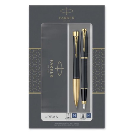 Set Parker Urban Core FK200 Muted Black GT handle feathers + ballpoint handle, brass-1