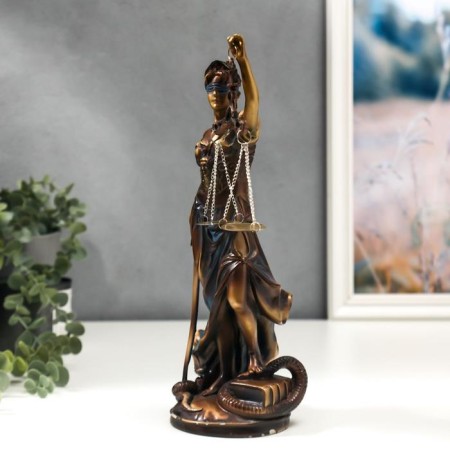 Souvenir Polystone "Femis - the goddess of justice" Bronze -blue 31.5x11x11 cm-2