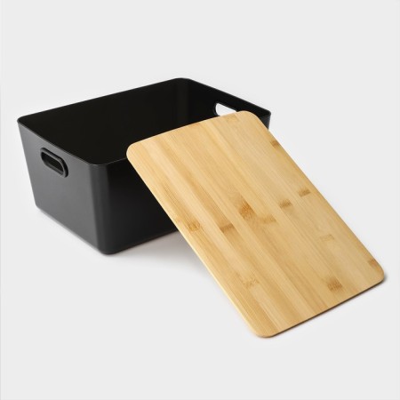 Storage container with lid laconicism lid, 31.5 × 22 × 15 cm, black color-4