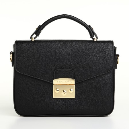 Women's bag on the valve, Textura, small size, black color