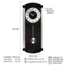 Wall clock, series: pendulum, discrete move, 2AA, D-16.5 cm, 22.5 x 56 cm