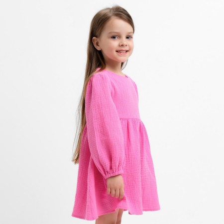 Children's dress with long sleeve KAFTAN "Muslin", size 28 (86 -92 cm) pink color-6