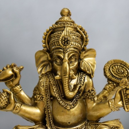 NECKE Bronze "Ganesha on a lotus with a mirror" 9.5 x 5 x 12.5 cm-4