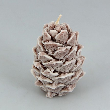 New Year's candle "Kedrovaya bump", 7 cm, brown with white, mix-1