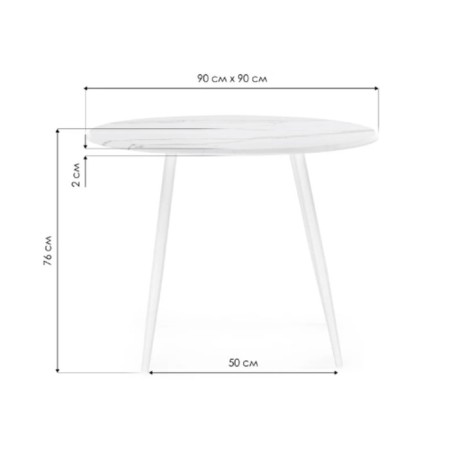 Wooden abylin table marble white/matte metal, white 90x90x76 cm-4