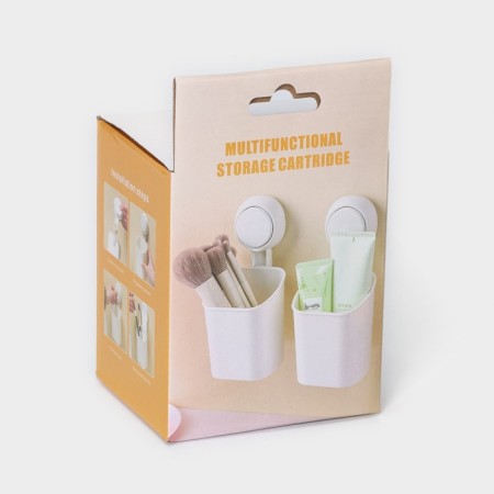 Holder for toothbrushes on a vacuum suction cup, 9 × 7.7 × 19 cm, white color-6